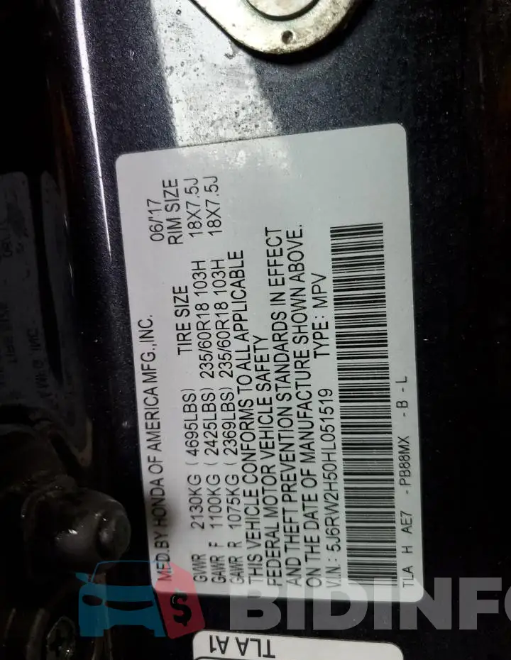 5J6RW2H50HL051519 Photo# 13
