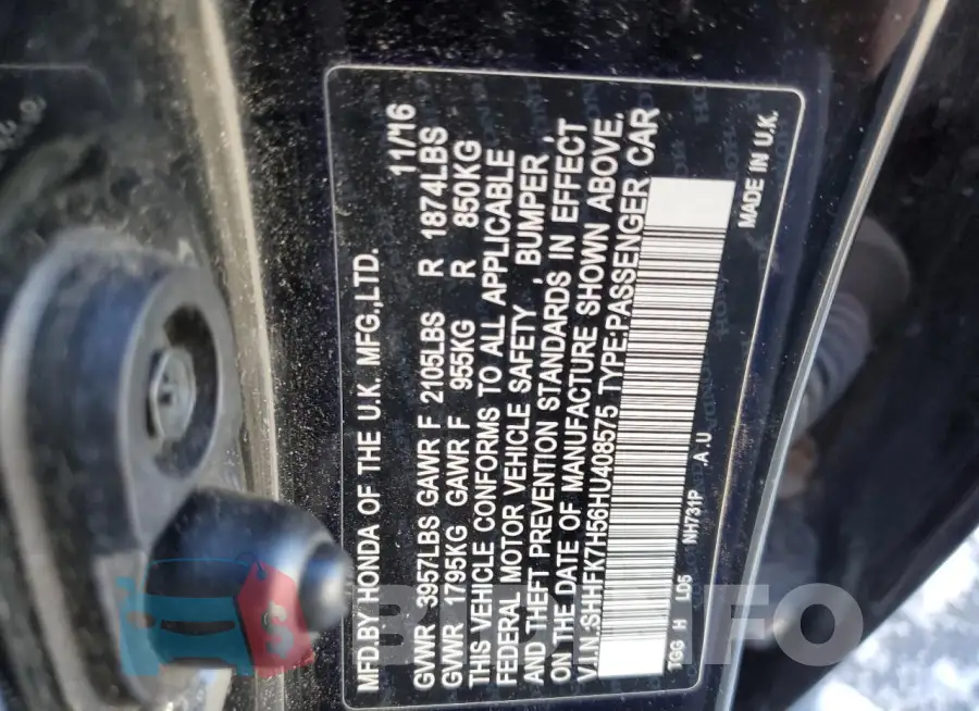 SHHFK7H56HU408575 Photo# 12
