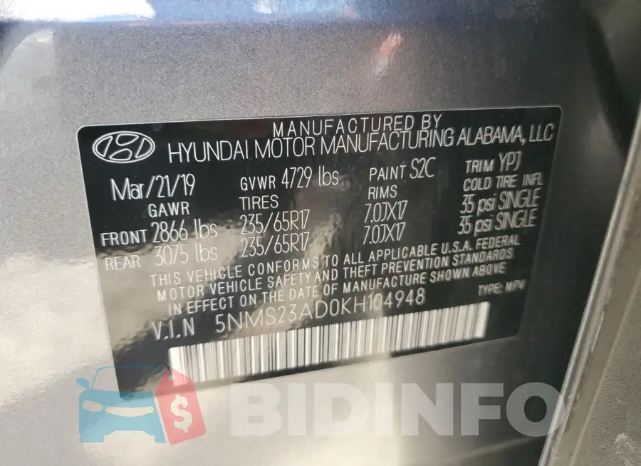 5NMS23AD0KH104948 Photo# 12
