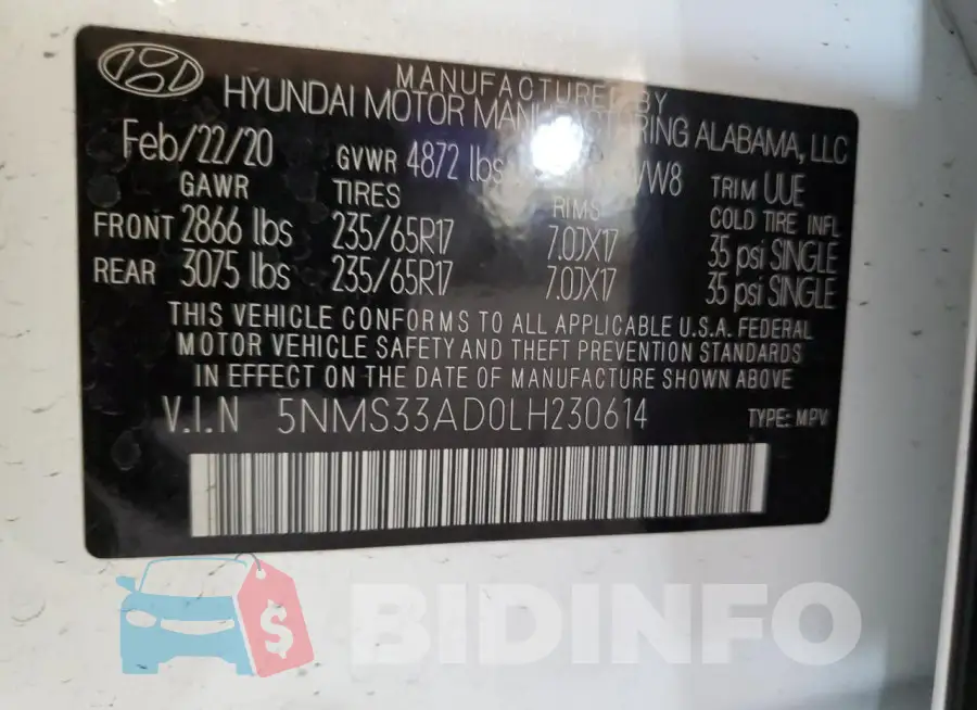 5NMS33AD0LH230614 Photo# 13
