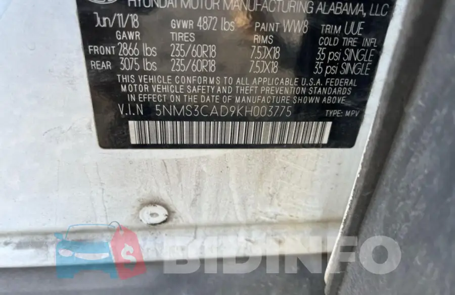 5NMS3CAD9KH003775 Photo# 10
