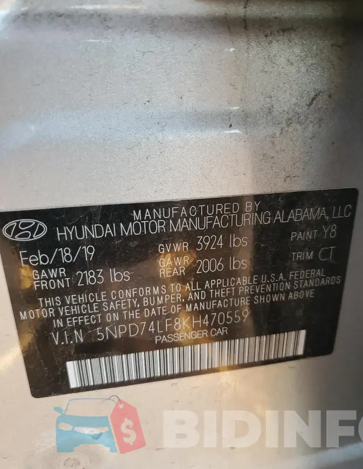 5NPD74LF8KH470559 Photo# 12
