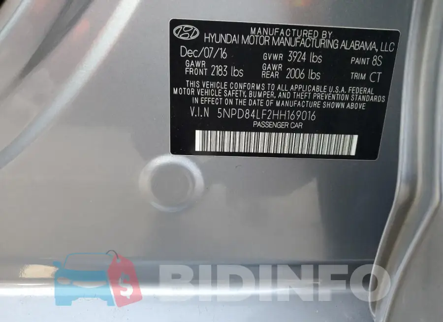 5NPD84LF2HH169016 Photo# 12