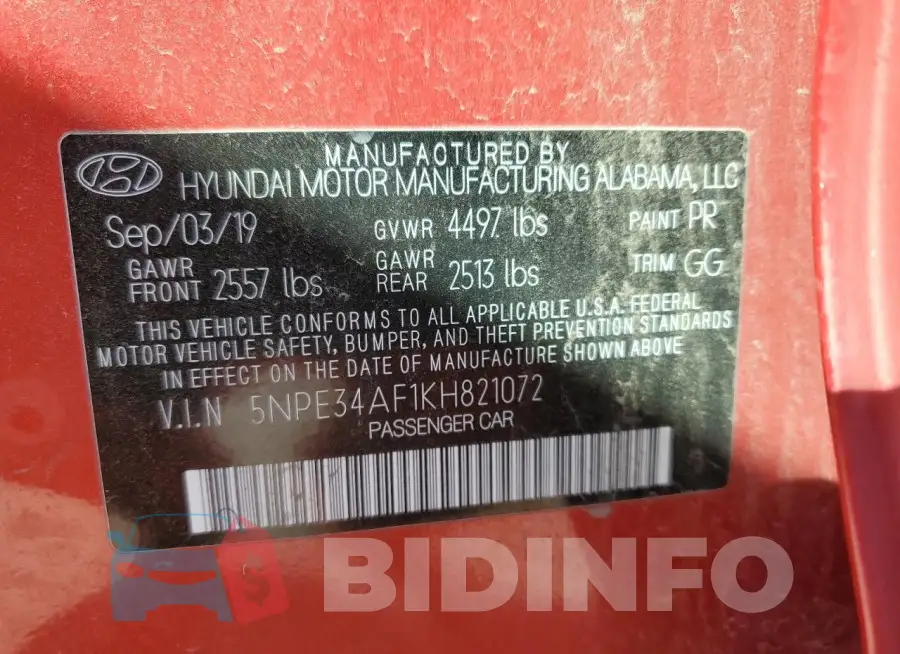 5NPE34AF1KH821072 Photo# 12