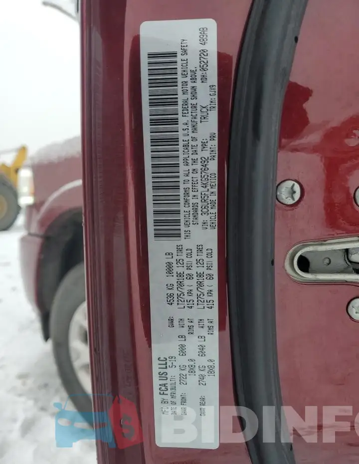 3C6UR5FL4KG576492 Photo# 12