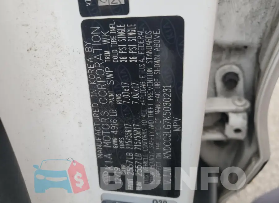 KNDCC3LG7K5030231 Photo# 13
