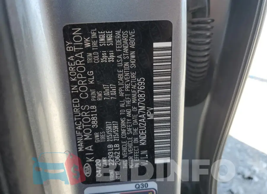 KNDEU2AA7M7087695 Photo# 13