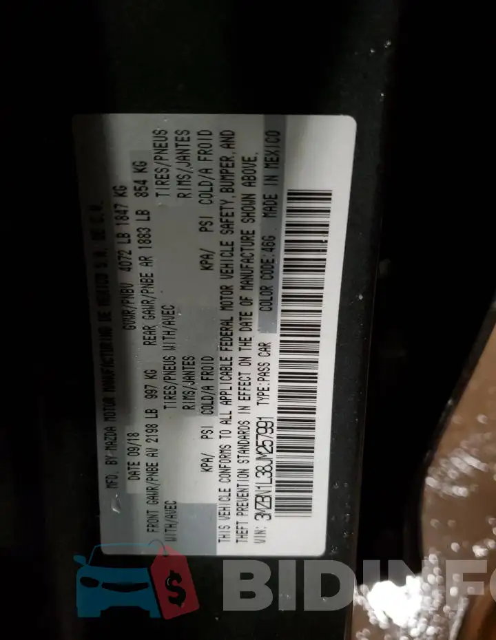 3MZBN1L38JM257991 Photo# 13