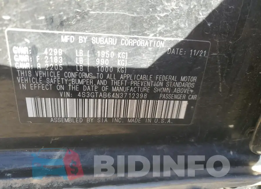4S3GTAB64N3712398 Photo# 12