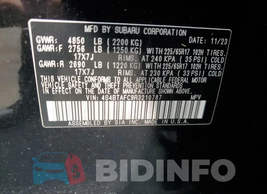 4S4BTAFC9R3210787 Photo# 13