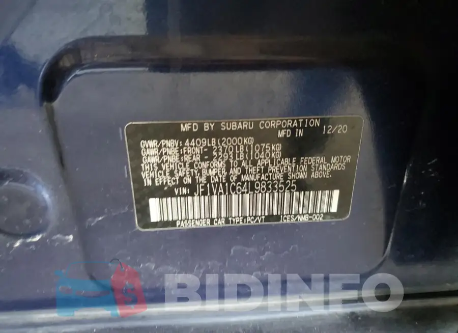 JF1VA1C64L9833525 Photo# 12