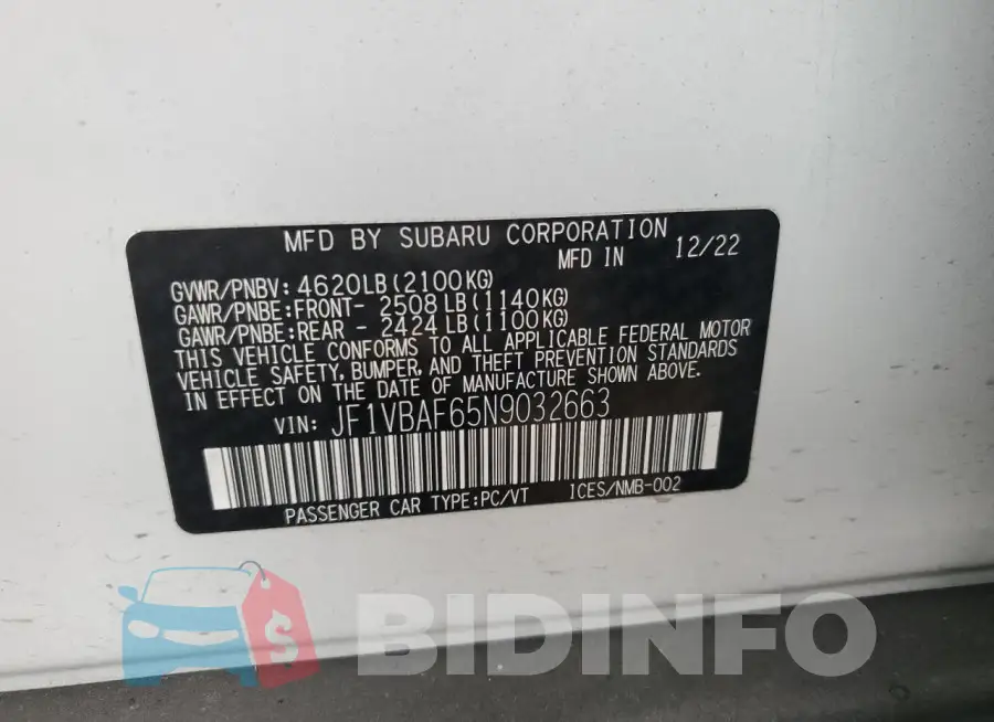 JF1VBAF65N9032663 Photo# 12