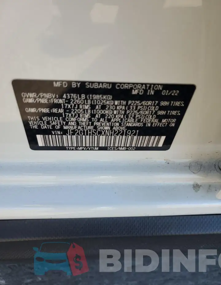 JF2GTHSCXNH221921 Photo# 14