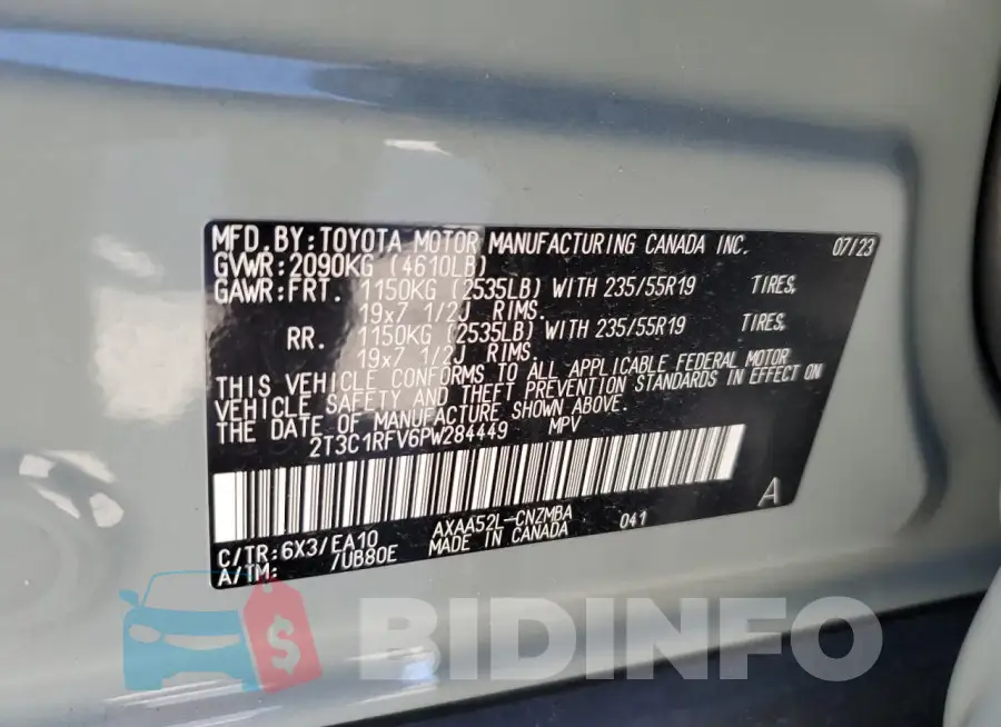 2T3C1RFV6PW284449 Photo# 14