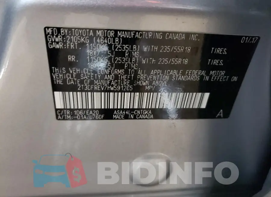 2T3DFREV7HW591265 Photo# 12