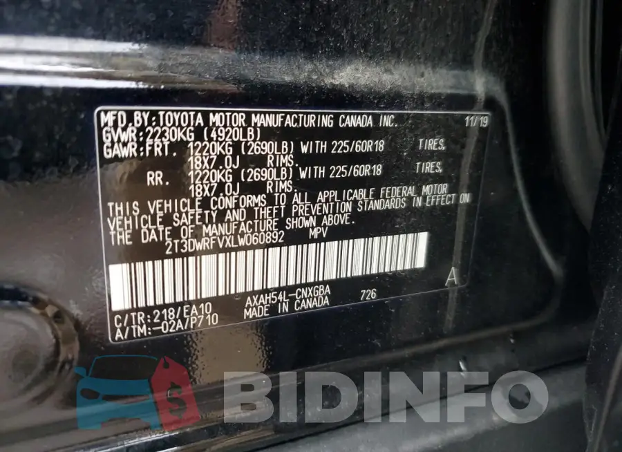 2T3DWRFVXLW060892 Photo# 12