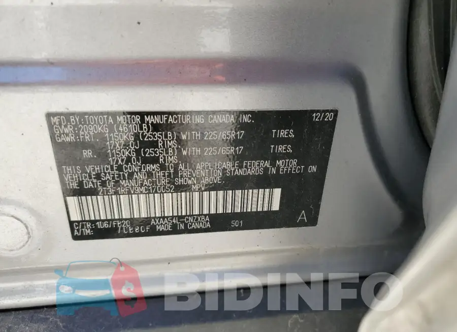 2T3F1RFV9MC170052 Photo# 14