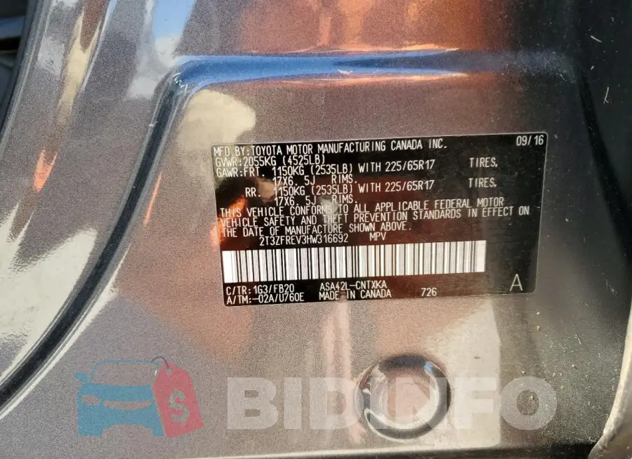 2T3ZFREV3HW316692 Photo# 13