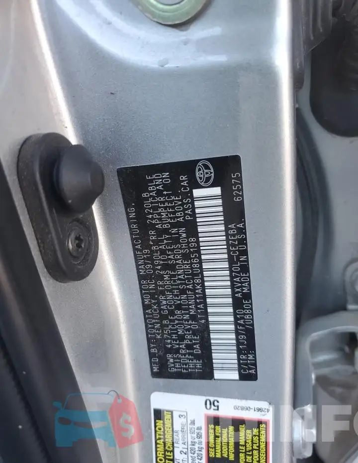 4T1A11AK8LU865198 Photo# 12