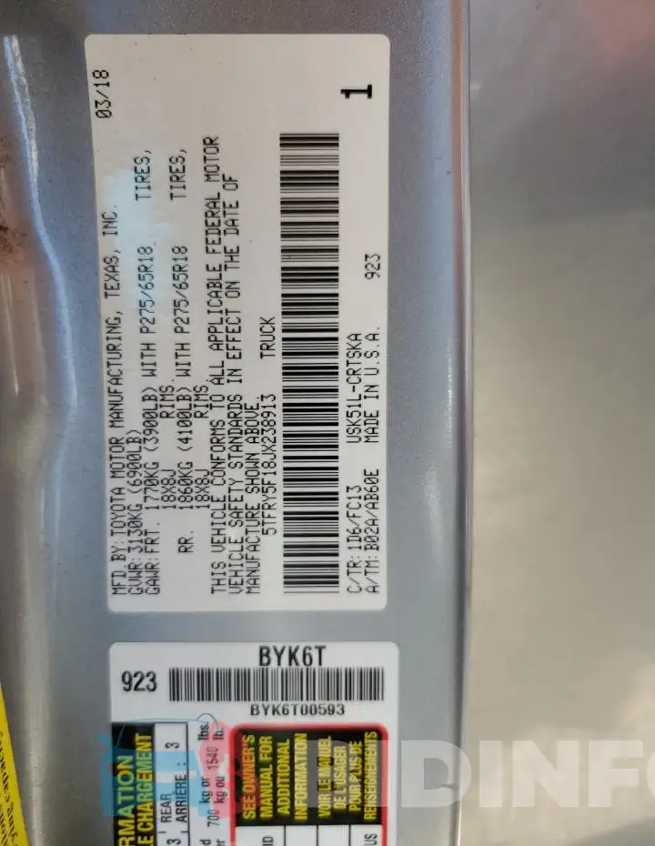 5TFRY5F18JX238913 Photo# 12