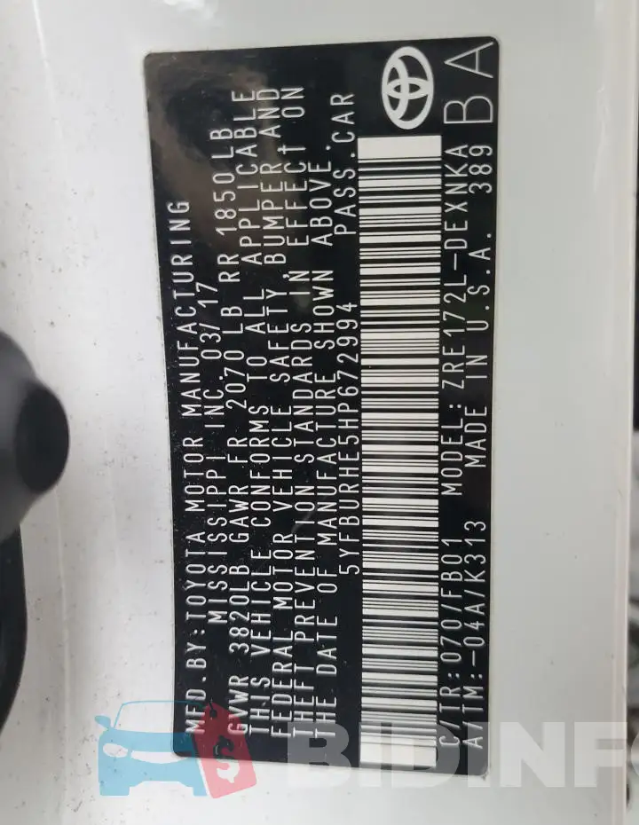 5YFBURHE5HP672994 Photo# 12