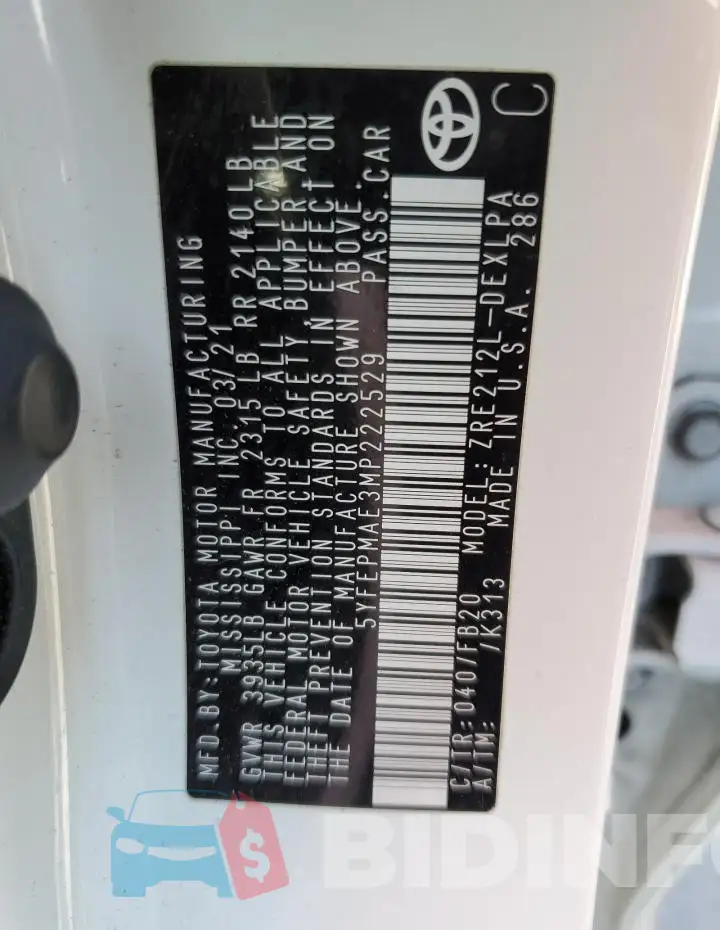 5YFEPMAE3MP222529 Photo# 12