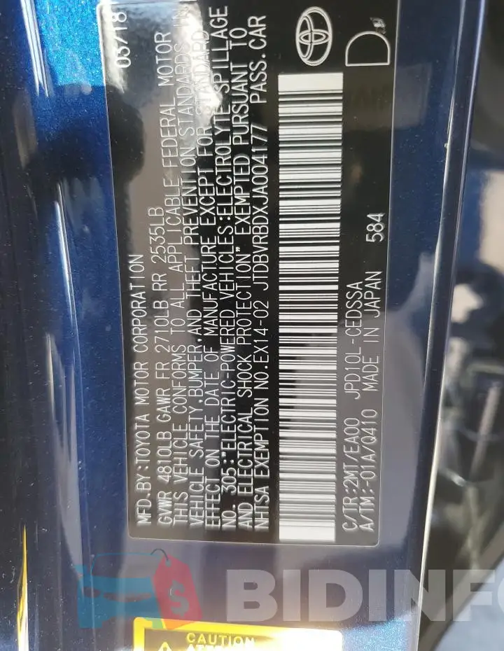 JTDBVRBDXJA004177 Photo# 12