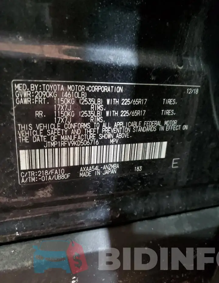 JTMP1RFV9KD506716 Photo# 13