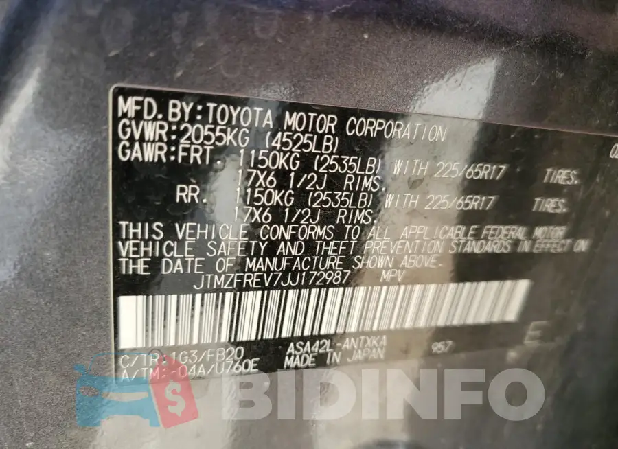 JTMZFREV7JJ172987 Photo# 13