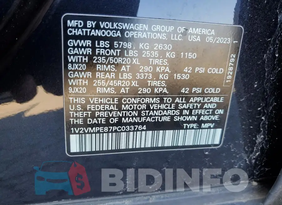 1V2VMPE87PC033764 Photo# 13