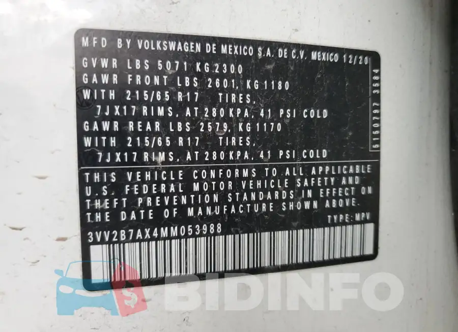 3VV2B7AX4MM053988 Photo# 13