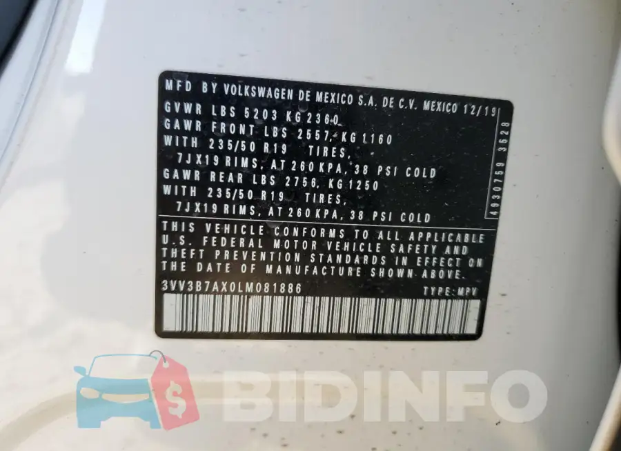3VV3B7AX0LM081886 Photo# 13