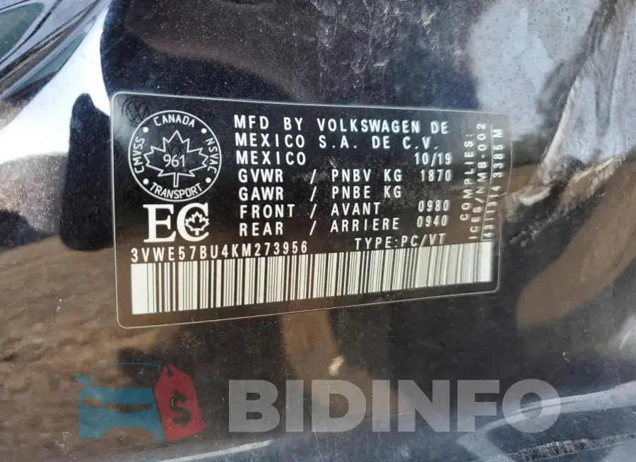3VWE57BU4KM273956 Photo# 12