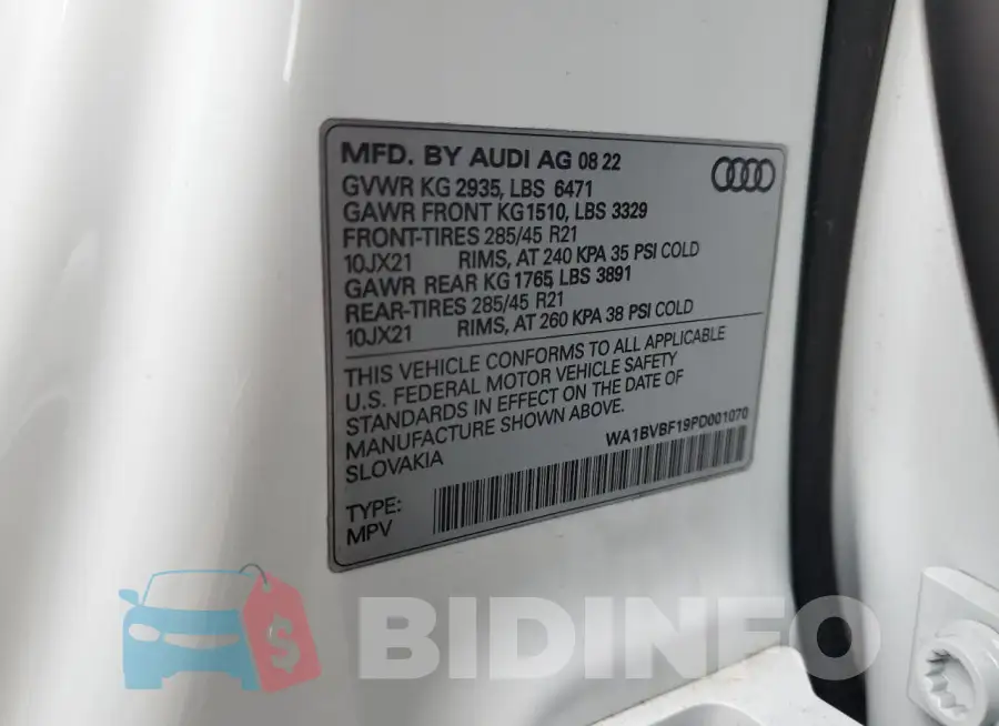 WA1BVBF19PD001070 Photo# 13