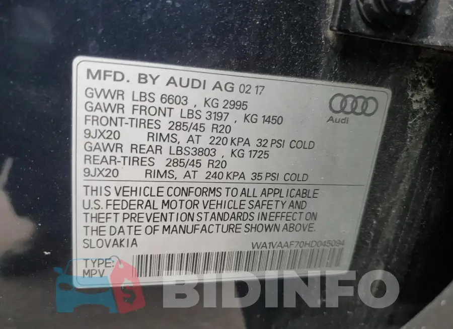 WA1VAAF70HD045094 Photo# 13