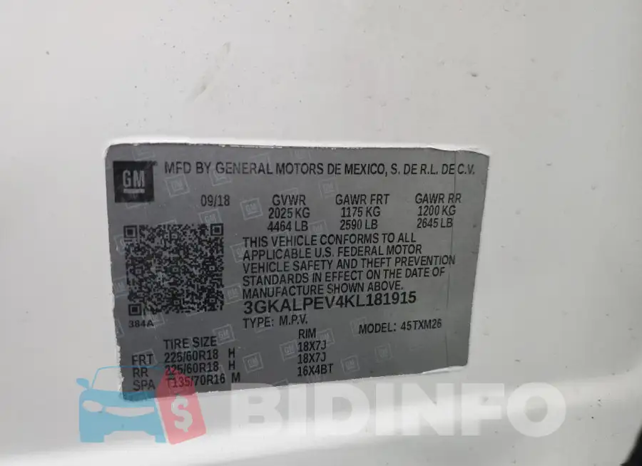 3GKALPEV4KL181915 Photo# 13