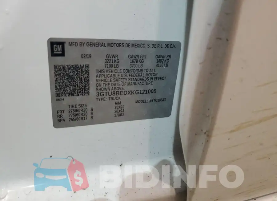 3GTU8BEDXKG121005 Photo# 12