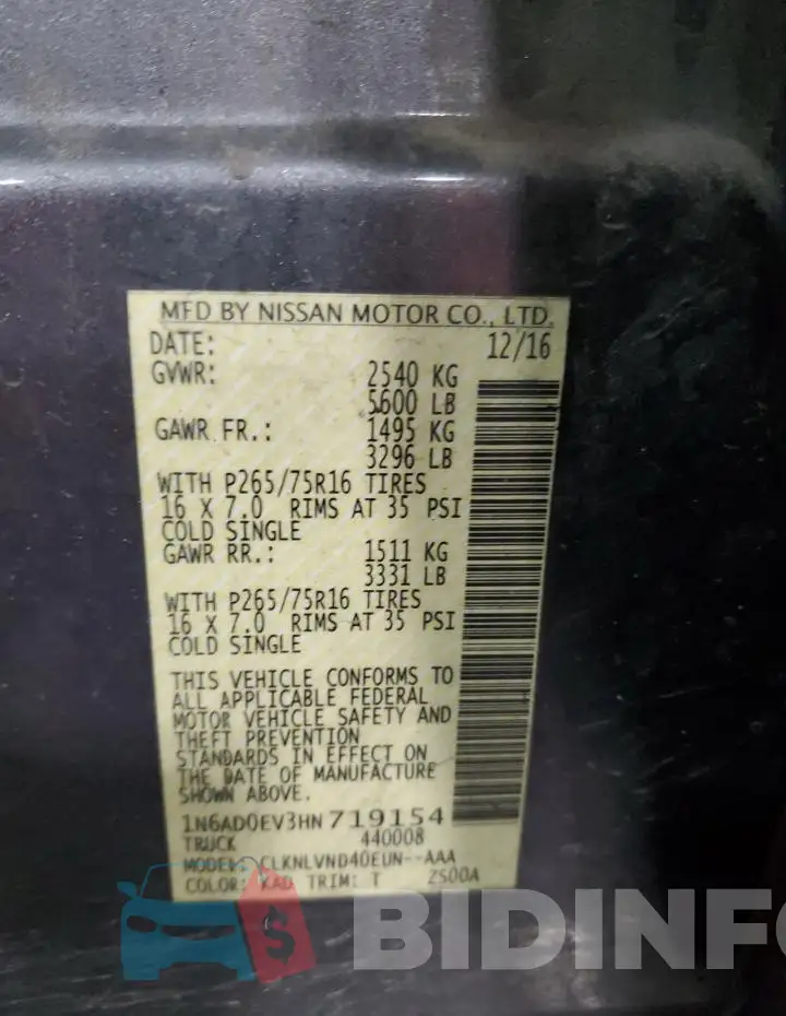 1N6AD0EV3HN719154 Photo# 13