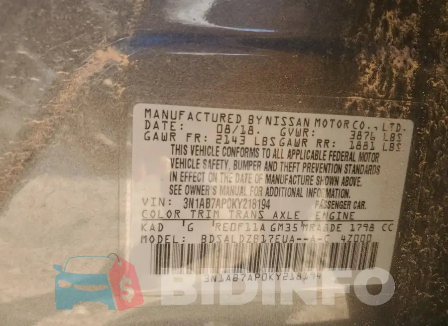 3N1AB7AP0KY218194 Photo# 12