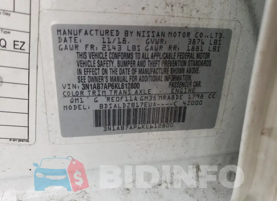 3N1AB7AP6KL612800 Photo# 12