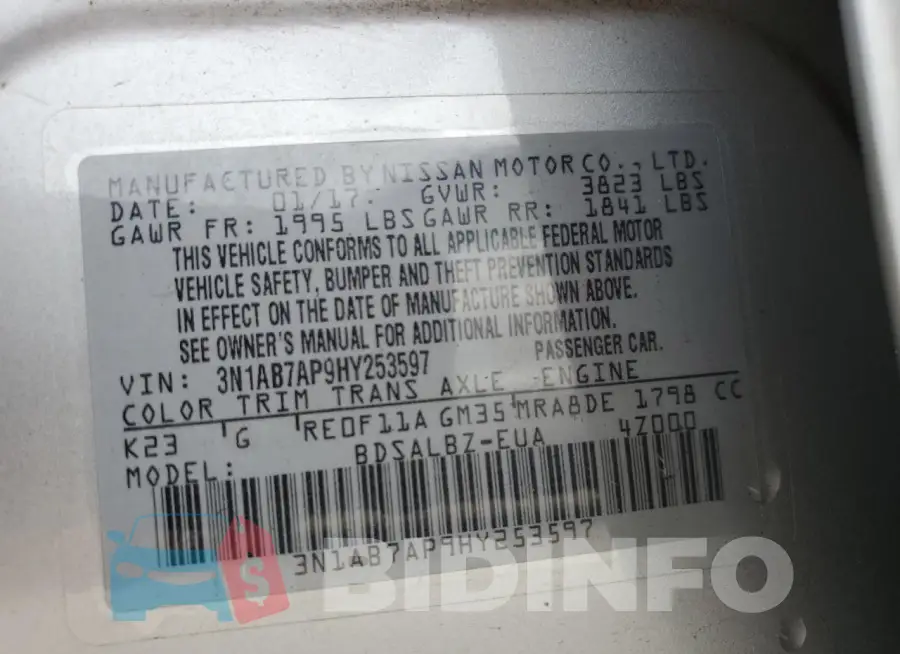 3N1AB7AP9HY253597 Photo# 13