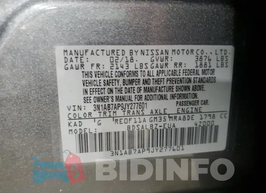 3N1AB7AP9JY277601 Photo# 13