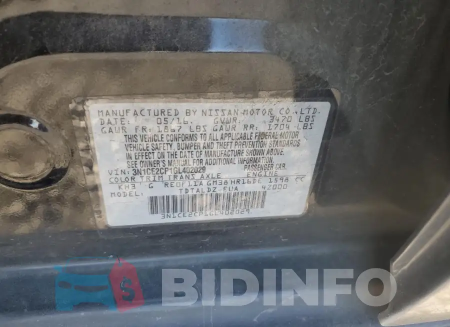 3N1CE2CP1GL402029 Photo# 12