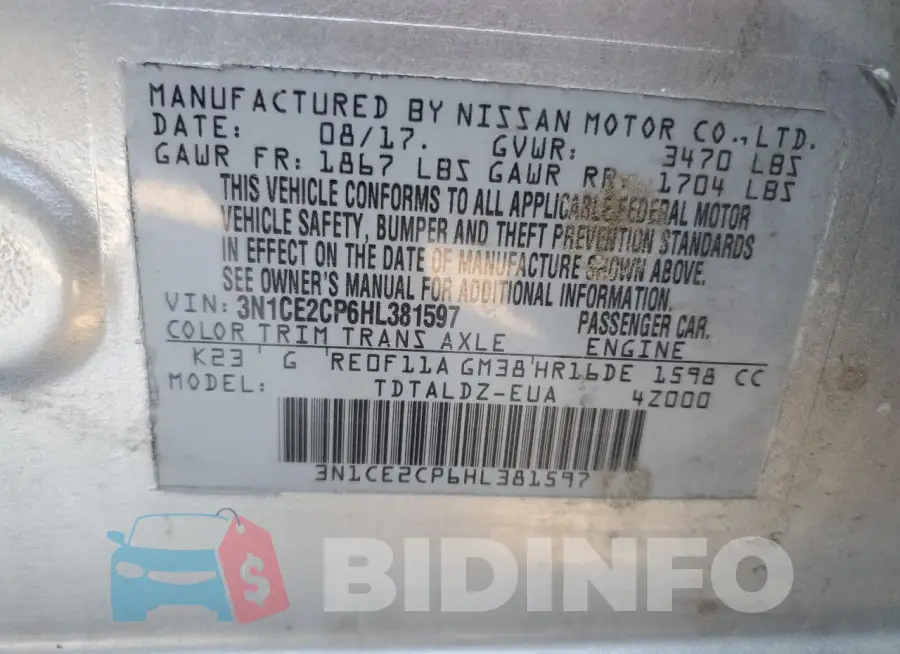 3N1CE2CP6HL381597 Photo# 12
