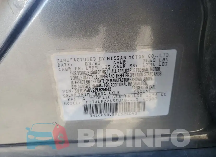 3N1CP5BV2PL525043 Photo# 12