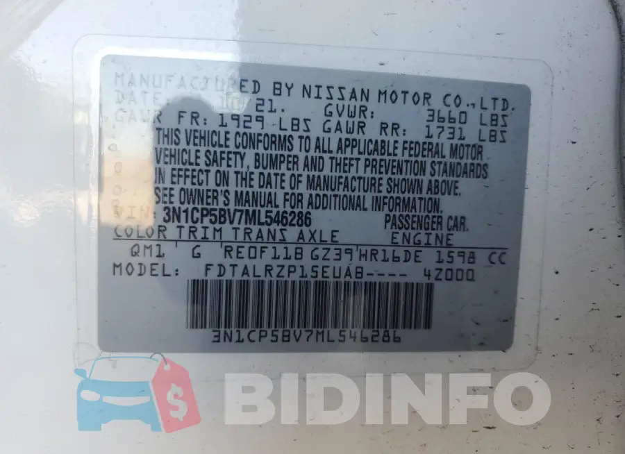 3N1CP5BV7ML546286 Photo# 13