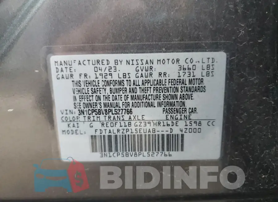 3N1CP5BV8PL527766 Photo# 13