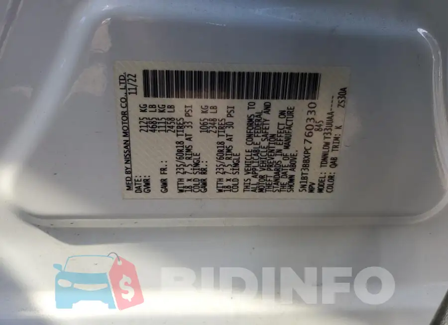 5N1BT3BBXPC760330 Photo# 14