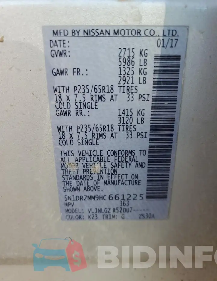 5N1DR2MM9HC661225 Photo# 13
