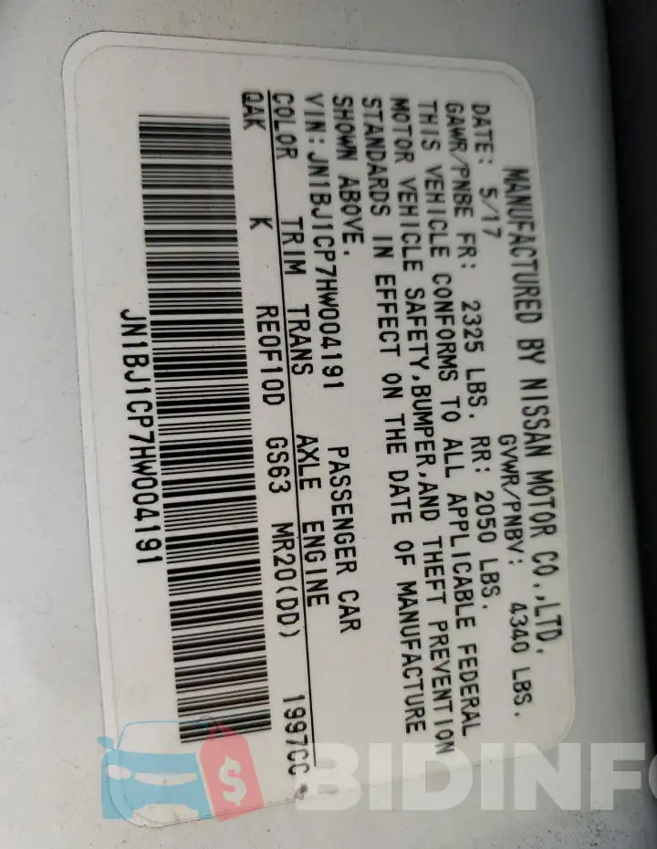 JN1BJ1CP7HW004191 Photo# 13